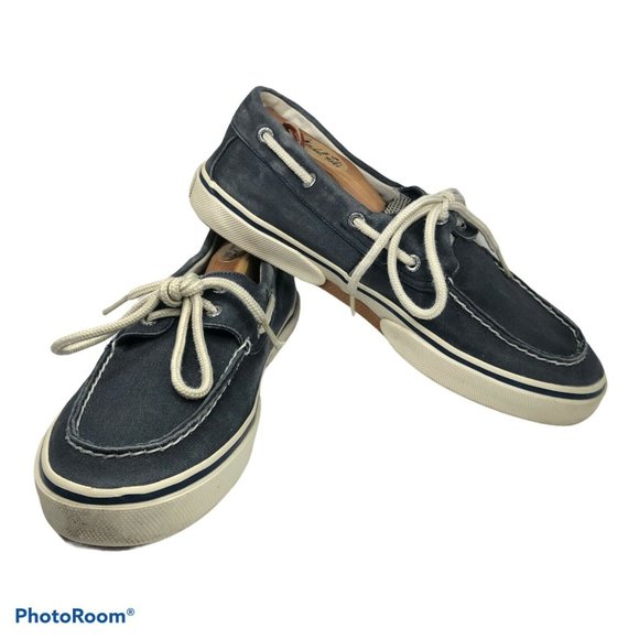 Blue Denim Canvas Slip On Boat Shoes 